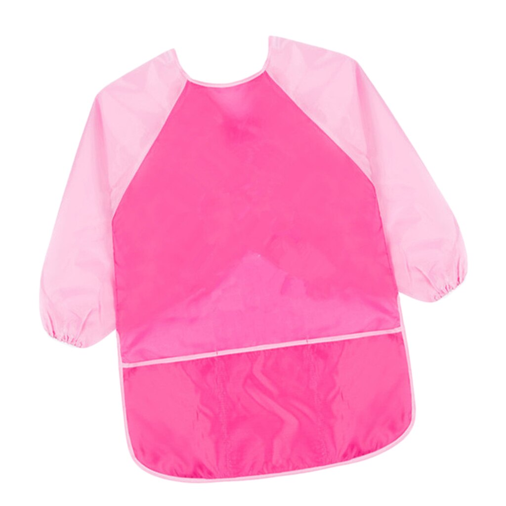Polyester Kids Apron Long Sleeve Smock Child Cooking Painting Drawing Tool, M/ L: Pink Sleeve L