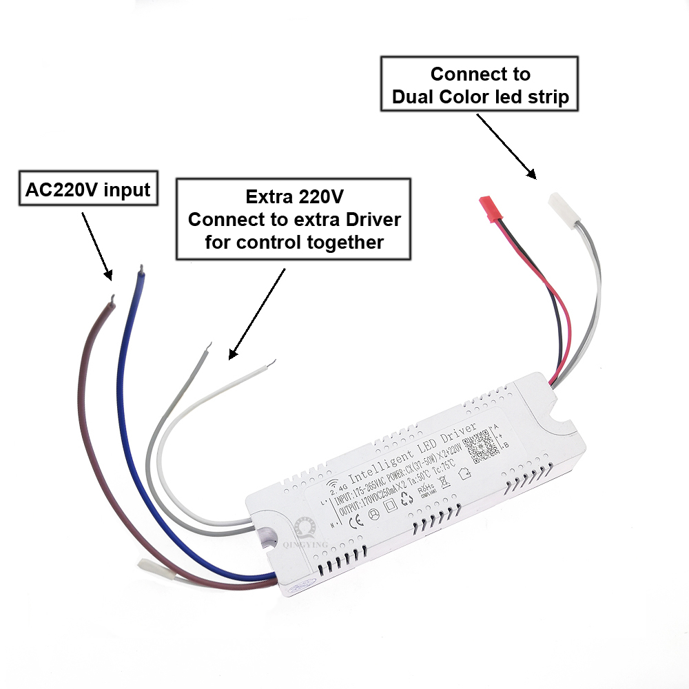 2.4G Intelligent LED Driver + Extra 220V 25-40W 37-50W 37-60W X2 X4 X6 Bluetooth Remote & APP Control Dimming Power Transformer