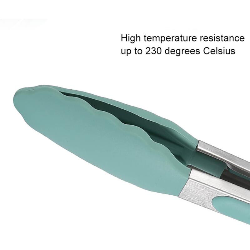 Silicone Food Tong Stainless Steel Kitchen Tongs Silicone Non-slip Cooking Clip Clamp BBQ Salad Tools Grill Kitchen Accessories