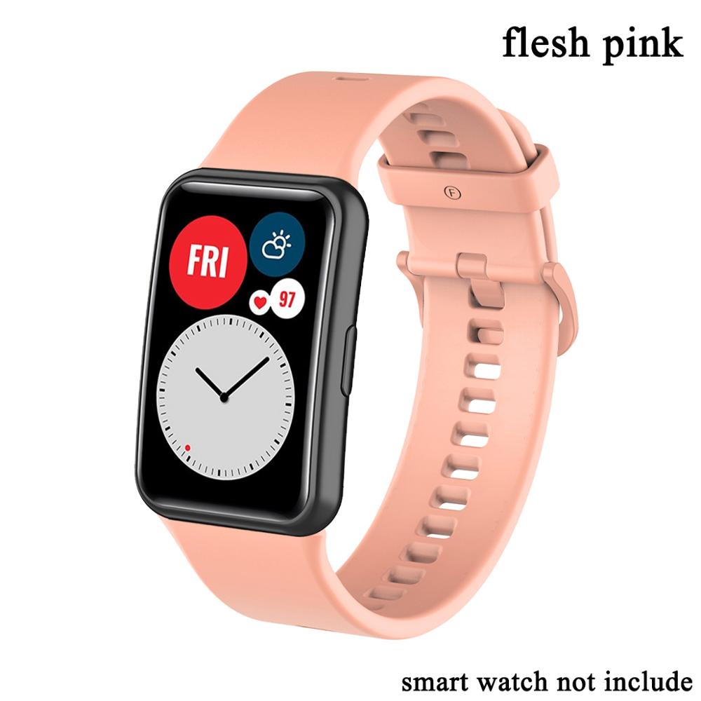 Pulseira de substituição para huawei relógio ajuste banda para huawei ajuste pulseira silicone TIA-B09 acessórios relógio inteligente cinto loop: flesh pink