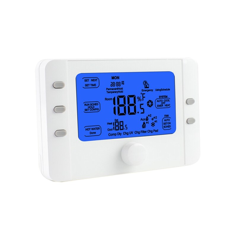Hy818 stor lcd-skjerm smart programmerbar hjemme 24v varmepumpe en- / flertrinns digital termostat