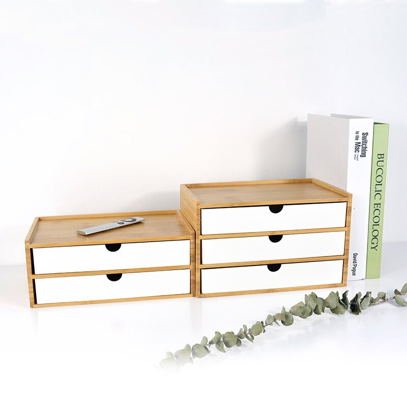 Bamboo Desktop Storage Box Sundries Jewelry Cosmetics Drawer Organizer Soap Box Remote Control Storage Box Table Storage Rack