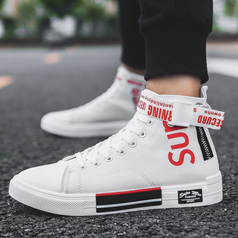 Heren hoge enkel canvas schoenen, skateboardschoenen, sneakers, witte sneaker, maat 39-44