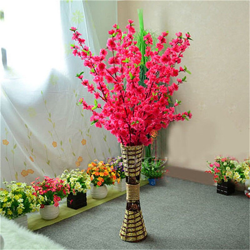 1PC 65CM Artificial Cherry Spring Plum Peach Blossom Branch Silk Flower Home Wedding Decorative Flowers Plastic Peach Bouquet: A1