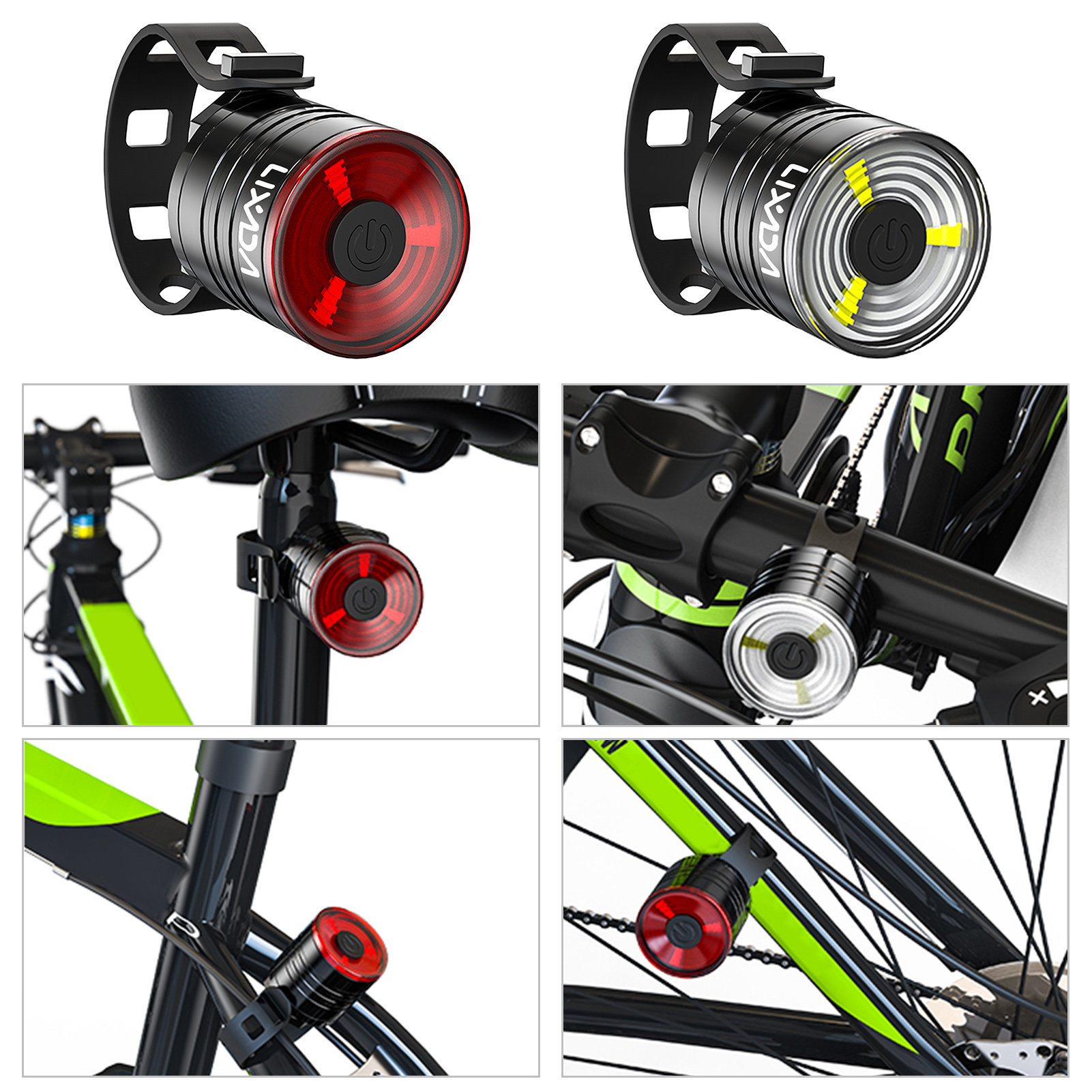 Lixada-luz trasera LED para bicicleta, luz nocturna de seguridad en ciclismo, luz de advertencia, accesorios para bicicleta de montaña 2024