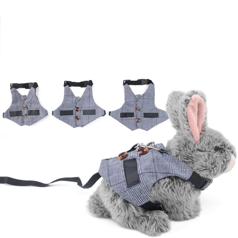 Rabbits Vest Gray Plaid Rabbit Harness And Leash 1... – Vicedeal