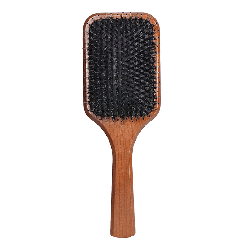 Cepillo de pelo de cerdas de jabalí para mujer, peines de madera para el cabello, cepillo alisador de desenredar, peine para el cabello, accesorios de peluquero: verde