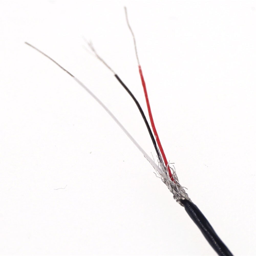 2 meters Superfine 3 Cores Braid Shield Cable Micro cable 34 AWG OD 1.2mm Tinned Copper Wire 3 Conductors one Layer Shielded