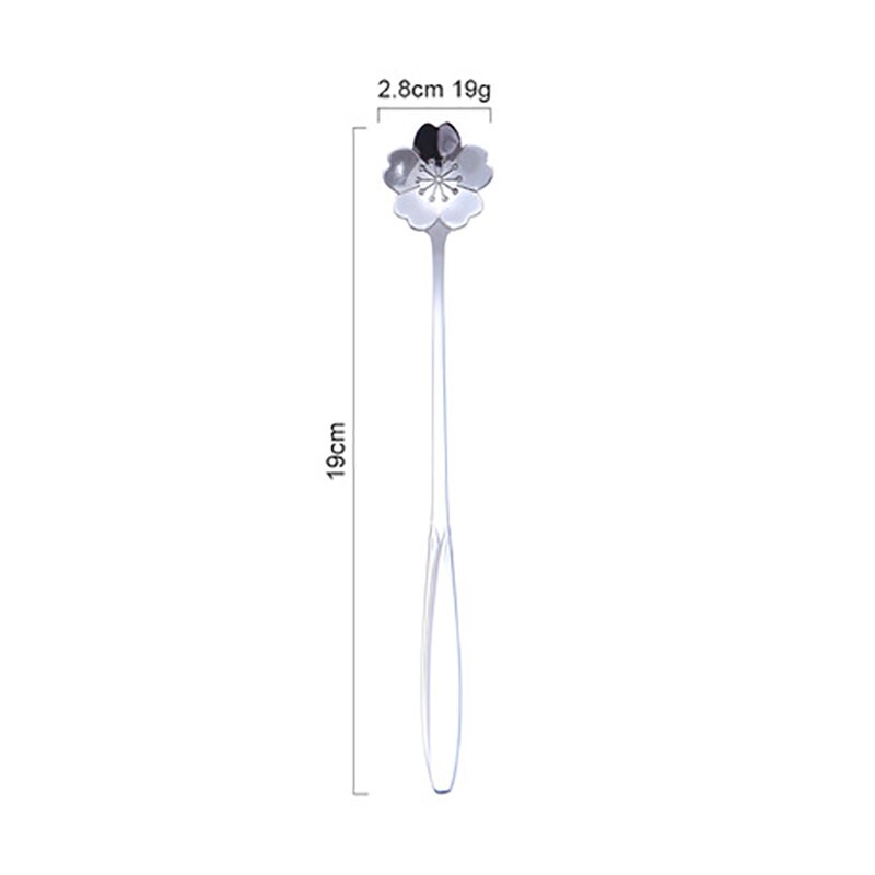 1Pcs Silver/Gold Long Handle Drink Tableware Vintage Teaspoons Mixing Spoon Kitchen Accessories 410 Stainless Steel: silver cherry