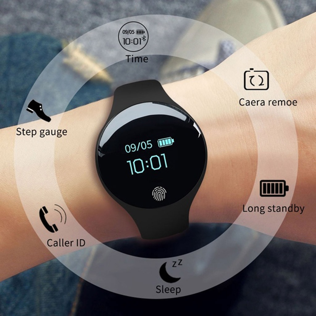 H8 0.66 Inch Bluetooth 4.0 Smart Armband Touch Hartslag Polsbandje Siliconen Polsbandje
