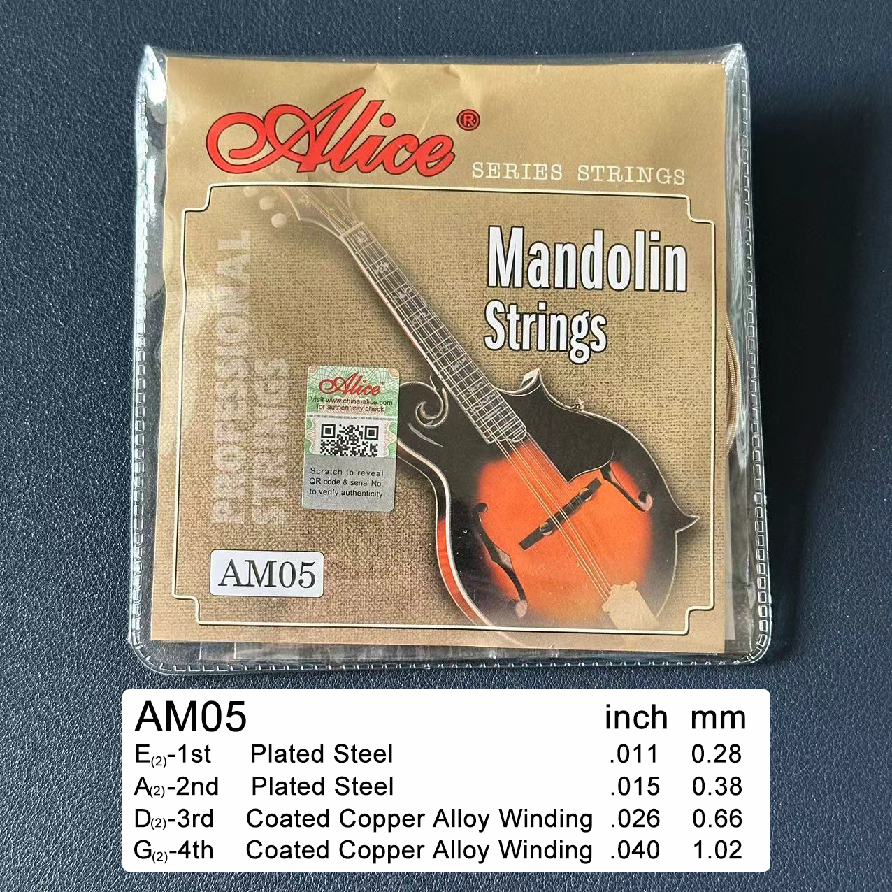 Mandolinstrenger, belagt stål, sølvbelagt kobberlegering, viklet, lys tone og enkel spillbarhet, for mandolindeler og -tilbehør