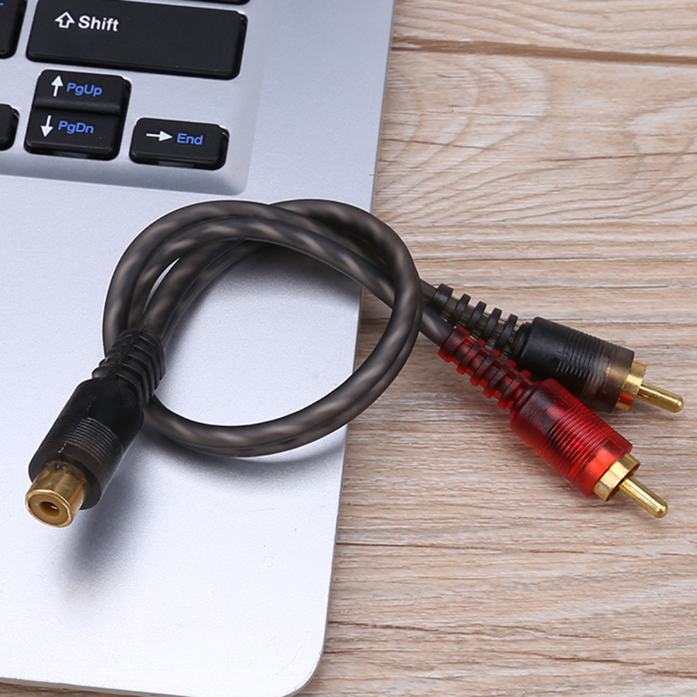 RCA 1 hembra a 2 macho Y adaptador divisor conector 1 hembra a 2 macho RCA Y cable divisor para sistema de Audio de coche reproductor de subwoofer