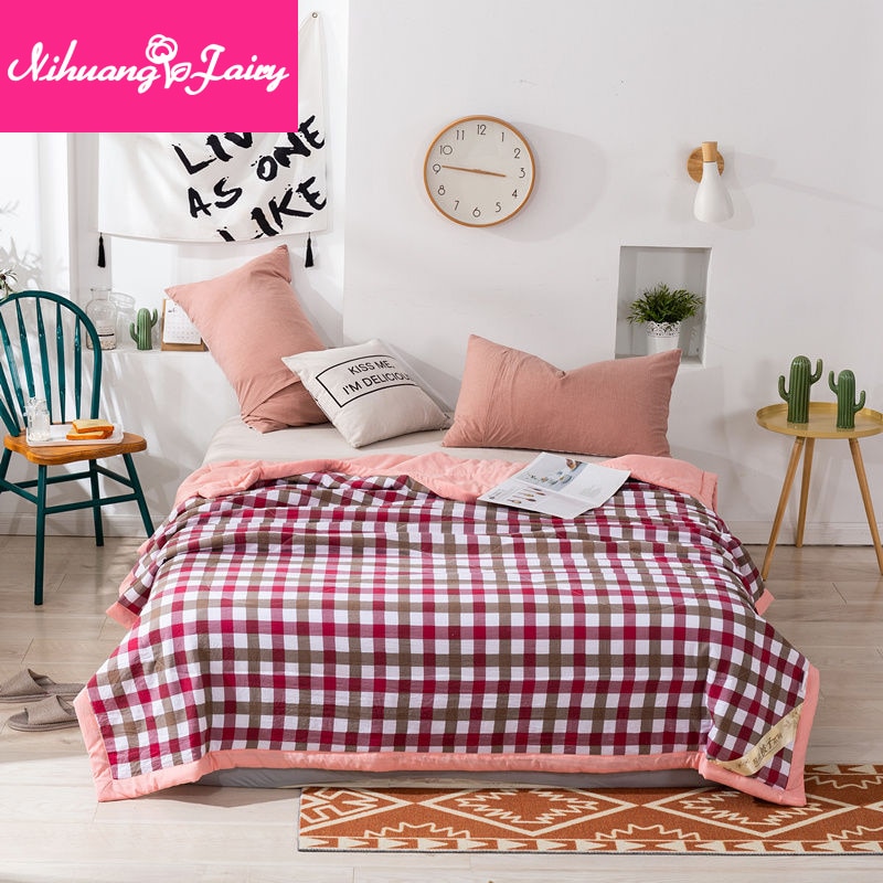 Japanse Stijl Gewassen Katoen Zomer Quilt, Airconditioning Quilt, Koele Zomer Quilt, wasbare Eenvoudige Gestreepte Enkele En Dubbele