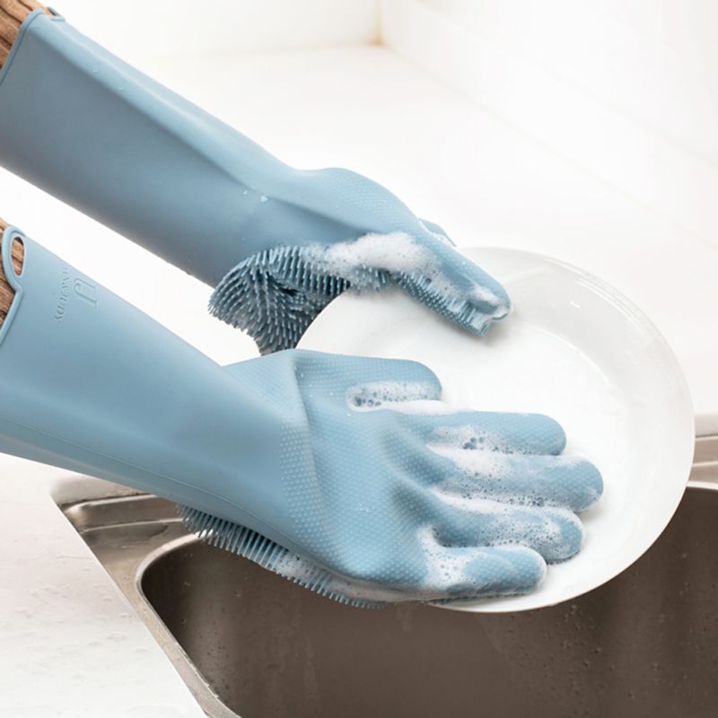 1 pair magic silicone dishwashing brush dish sponge sponge scrubbing gloves kitchen cleaning