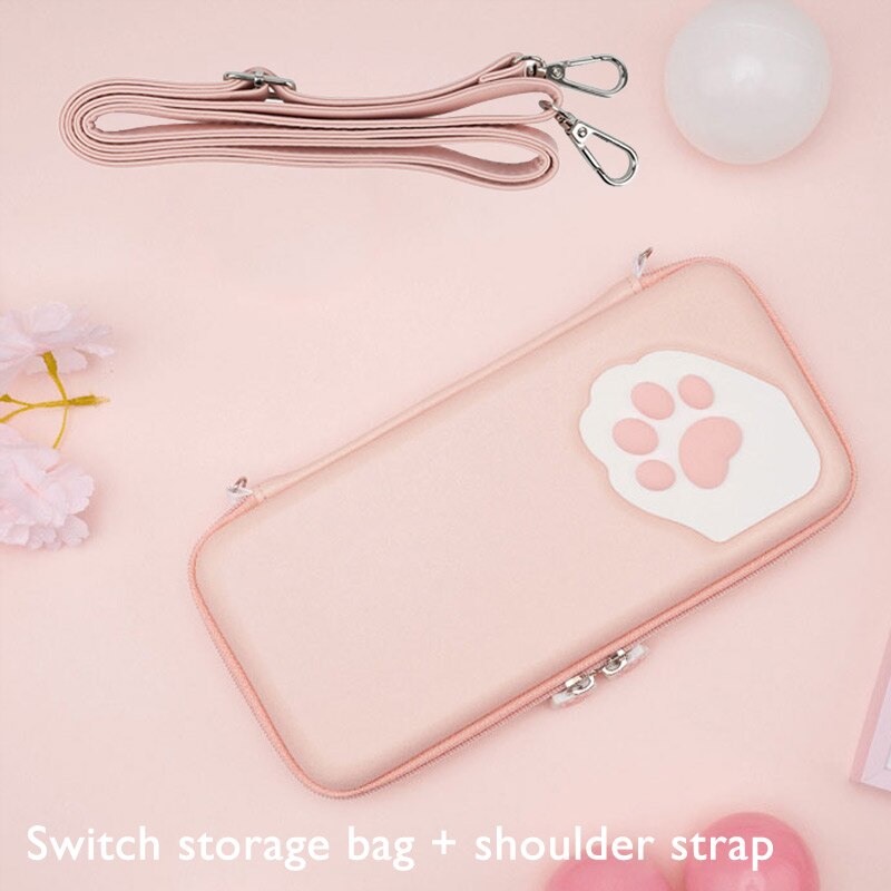 Nintend Switch Case Cat Claw CP Storage Bag NS Silicone Hard Shell Cover Box For Nintendo Switch Lite Game Console Accessories: Pink Switch Case