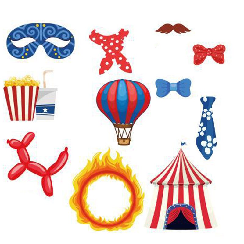 Juego de 34 piezas con temática de circo, accesorios para Fotos de , accesorios divertidos de circo para niños y niñas, suministros para de cumpleaños
