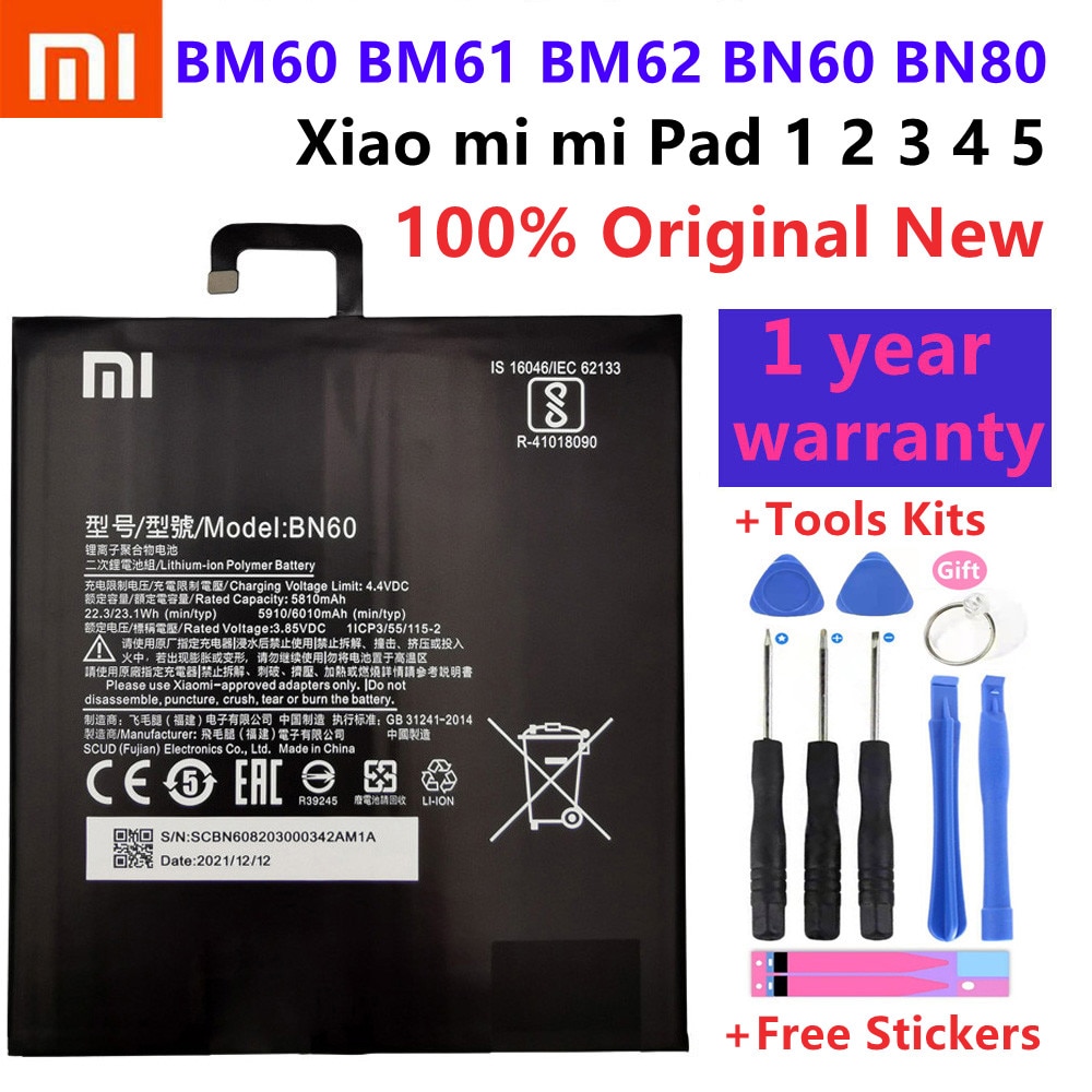 Xiao Mi 100% Orginal Tablet Vervangende Batterij Voor Xiaomi Pad 1 2 3 4 4 Plus Mipad 1 2 3 4 4 Plus Hoge Capaciteit Batterijen + Gereedschap