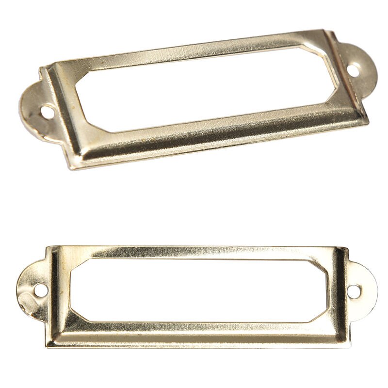 10Pcs Antiek Messing Metalen Label Pull Frame Handvat Bestand Naam Kaarthouder Voor Meubels Kast Lade Box Case Bin