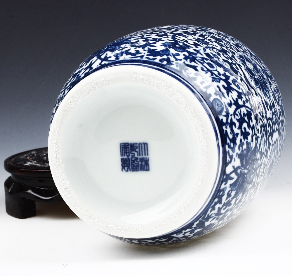 Blau und Weiß Porzellan Vasen Verriegelung Lotus Blume Keramik Vase Hause Dekoration Jingdezhen Blume Vasen R1842