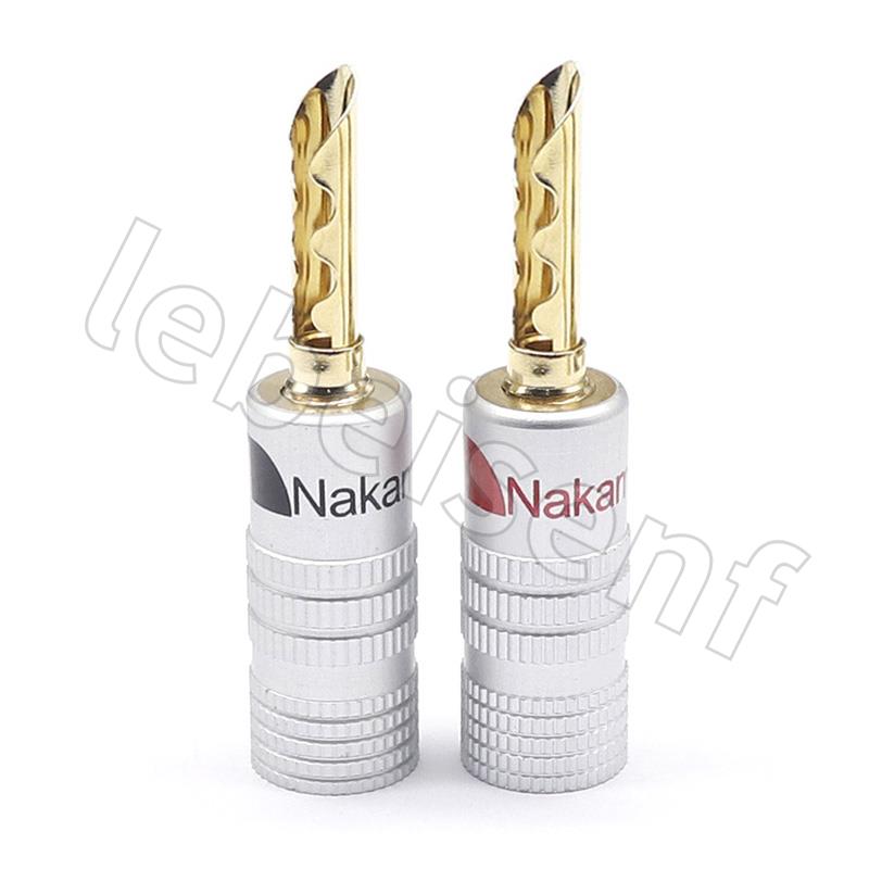 Nakamichi Bananen stecker 24K Gold Überzogene Kupfer BFA 4mm Banane stecker Männlich Lautsprecher stecker schwarz &Ampere; verrotten