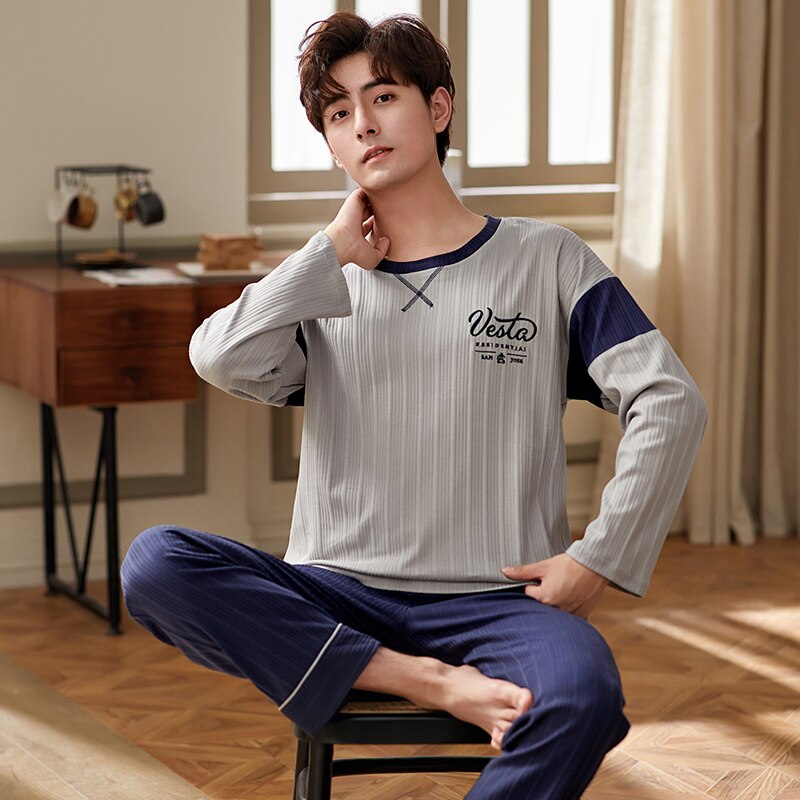 Prowow Men's Comfortable Sleepwear Home Clothes Winter Autumn Cotton Pajamas Set Male Lounge Wear Leisure Pijama Suit Homewear