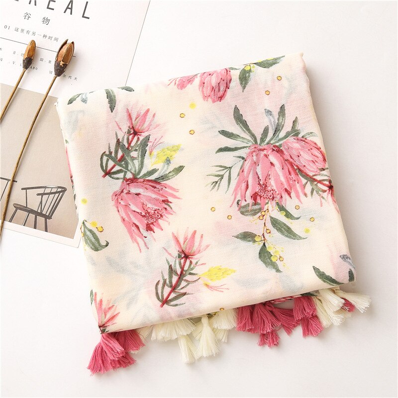 Luxe Gedrukt Hijab Sjaal Vrouwen Шарф Женский Lange Bloemen Kwasten Sjaals Foulard Femme Moslim Hijab Snood: style 6