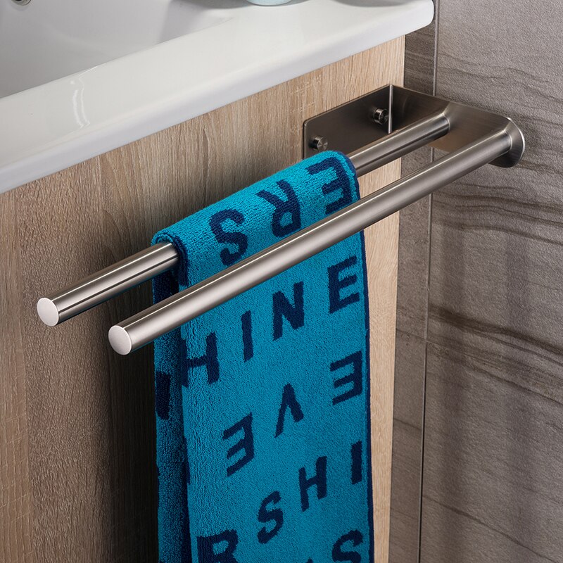 Zunto håndklædeholder 40 cm dobbelt arm håndklædestang rustfrit stål børstet badehåndklædestativ vægmonteret håndklædehænger badedragt