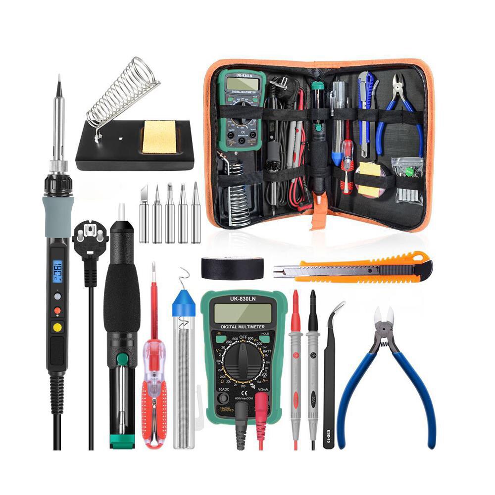 80w 110v 220v justerbar temperatur elektrisk lödkolv kit svetslödning omarbetning station värme penna reparation verktyg set: 110v us-kontakt / 80w järnsats c