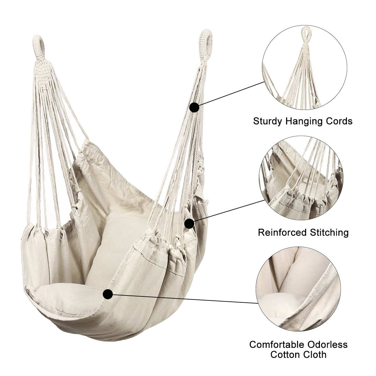 Hamaca blanca de estilo nórdico para exteriores, jardín, dormitorio, dormitorio, silla colgante para niños y adultos, hamaca de seguridad individual oscilante