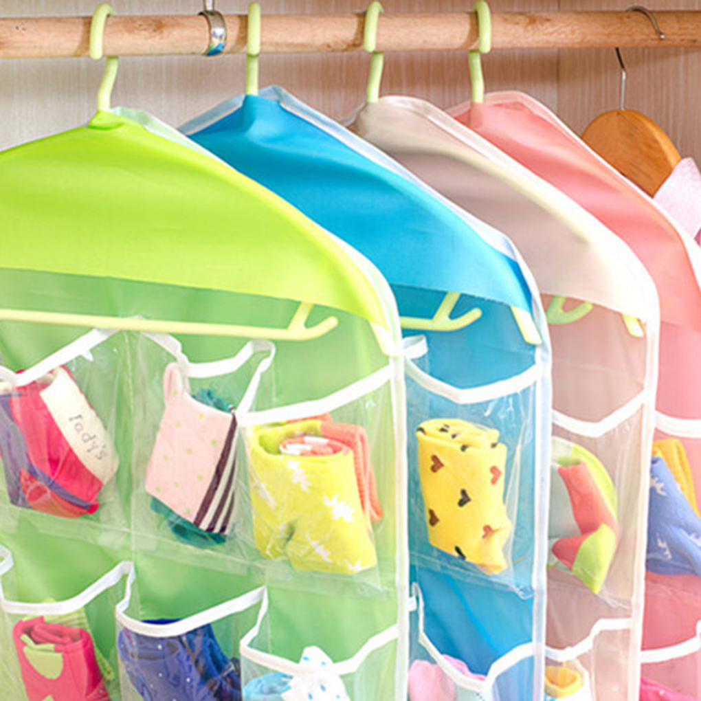 16 Gitter Faltbare Garderobe Hängen Taschen Container Kleidung Unterwäsche BHs Socken Krawatten Aufhänger Schuhe Lagerung Tasche