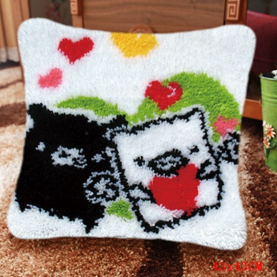 Loquet crochet tapis Kits mignon licorne loquet crochet Animal Foamiran tapis broderie oreiller coussin bouton paquet kussen knooppakket: ABZ158