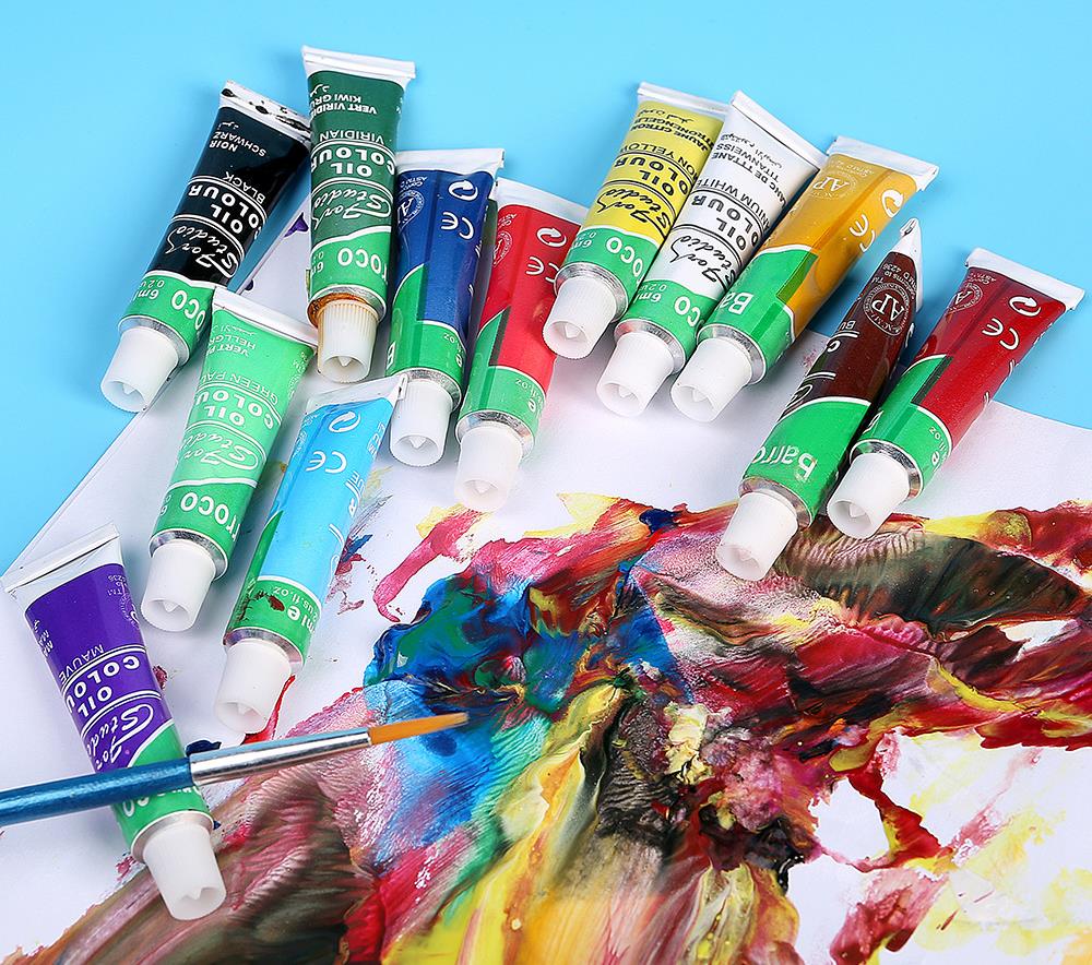 12 Kleuren/Set Professionele Olieverf Kleuren Schilderij Tekening Pigmenten Art Supplies Art Set Olieverf Set Met Borstel