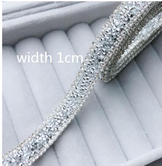 1 Cm Breedte Clear Silver Rhinestone Trim, 1 Yard/Lot, fancy Bruiloft Decoratie Banding Riem Bruids Trimmen Diy Zwarte Ketting: 1cm width clear