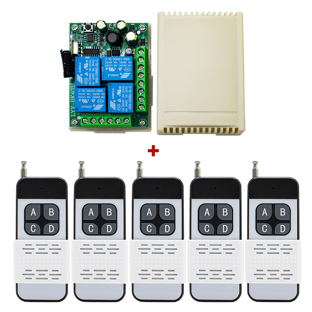 RF Draadloos Afstandsbedieningsschakelaar 433Mhz AC 110V 120V 240V 220V 30A 4CH Relais voor het Toegangssysteem van de de Lampdeur van de Garagedeur het Licht: Bruin