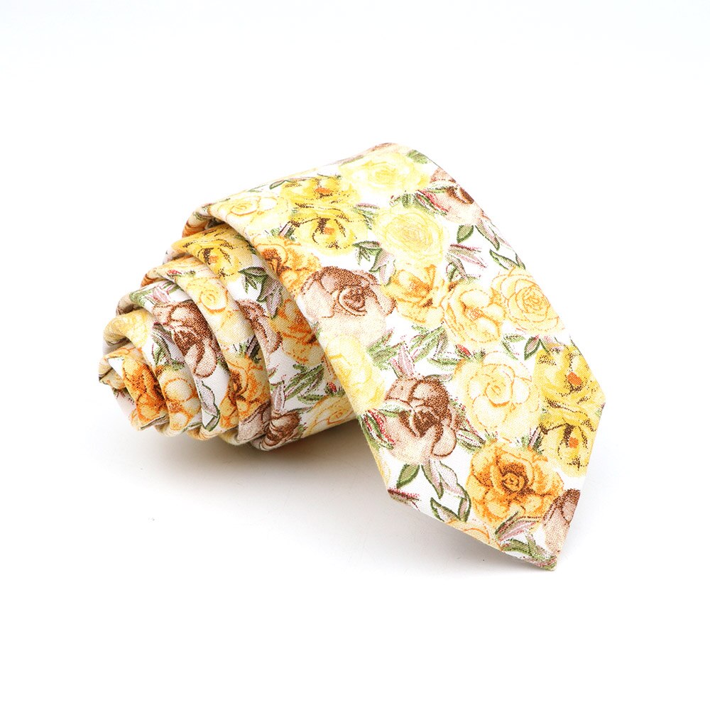 Cravate slim en coton pour hommes, , décontracté, pour costume de mariage, rose, bleu, jaune, imprimé Floral,