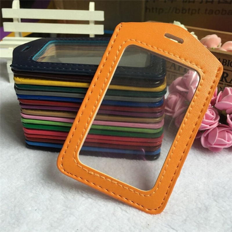 PU Leather Business Card Holder Bus Card Cover Neck Company Office Supply Name Badge Card Case Holder ID Card Bag