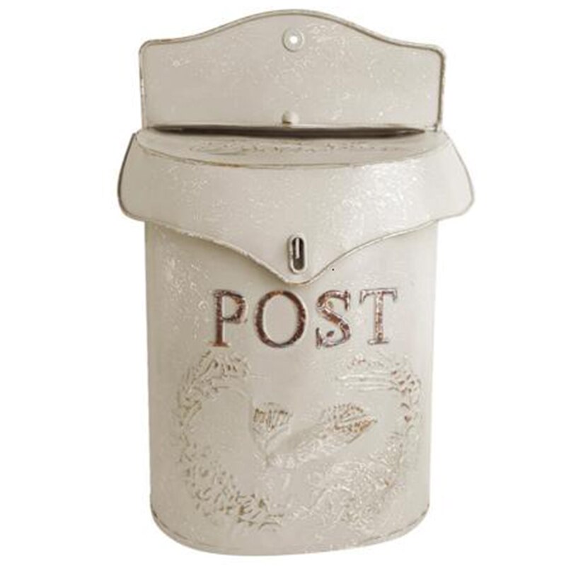 Iron Retro Mailbox, Verzegelde Ideeënbus, Krant Mailbox, Bruiloft Tuin Decoratie Thuis Mailbox Post Box: White