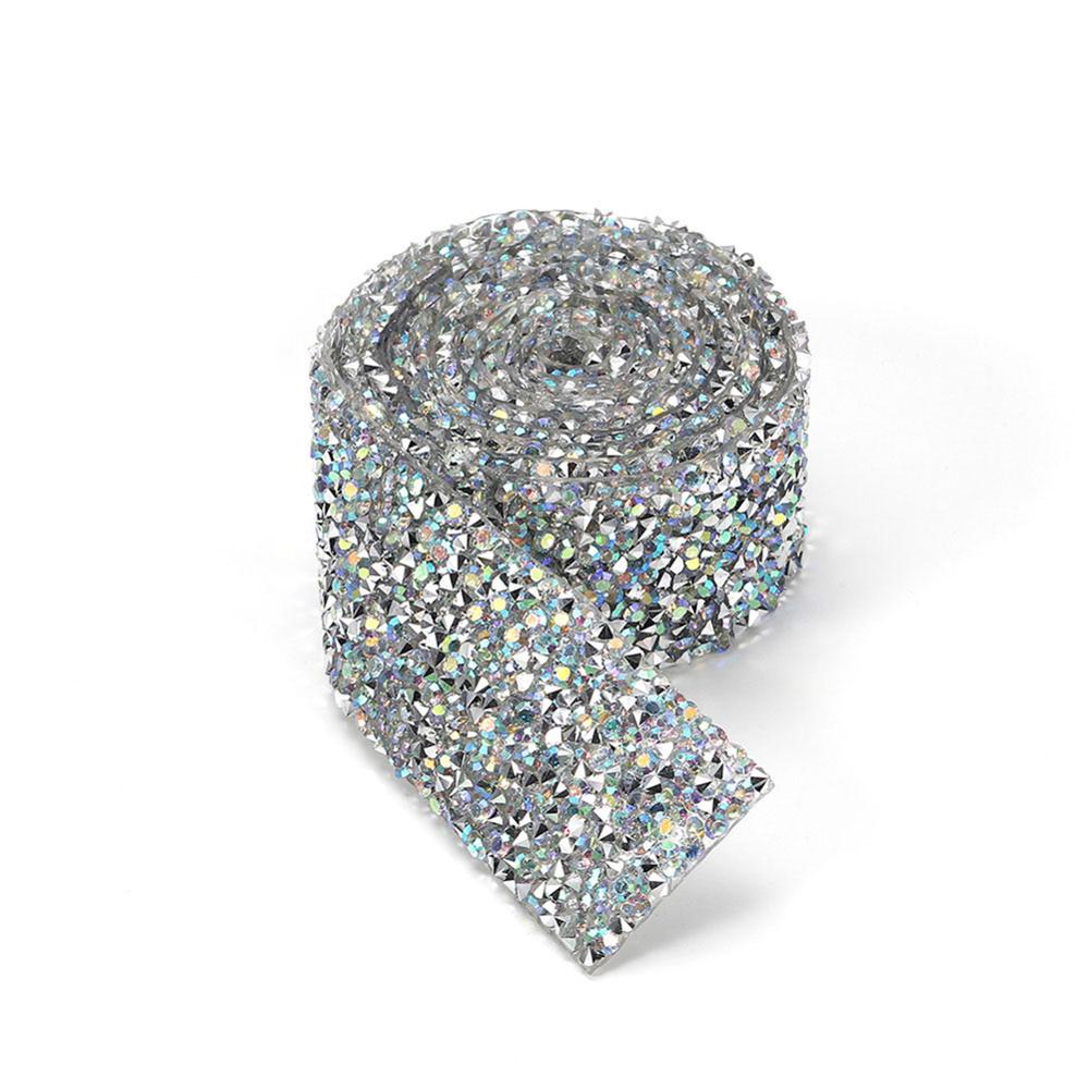 Krystal 1 yard bånd syning trim motiv strass fix rhinestone tape applikator med rhinsten stryg på applikationer kage dekoration