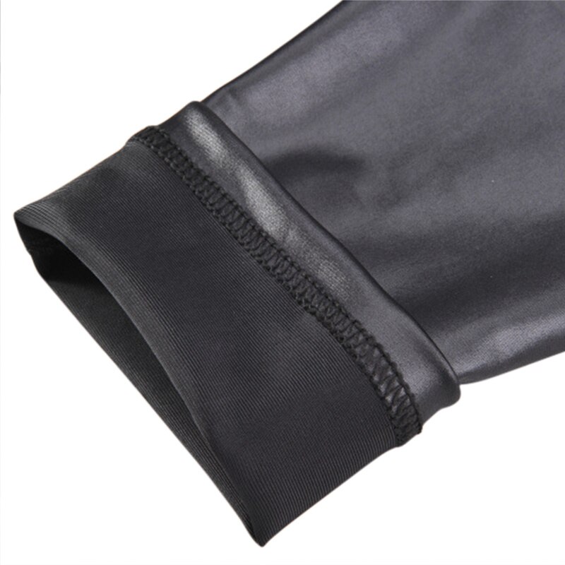 Schwarz Motorrad Streetwear Bleistift Hosen PU Leder Hosen Weibliche Neue Nachahmung Denim Dünne Elastische Taille Gamaschen Frauen