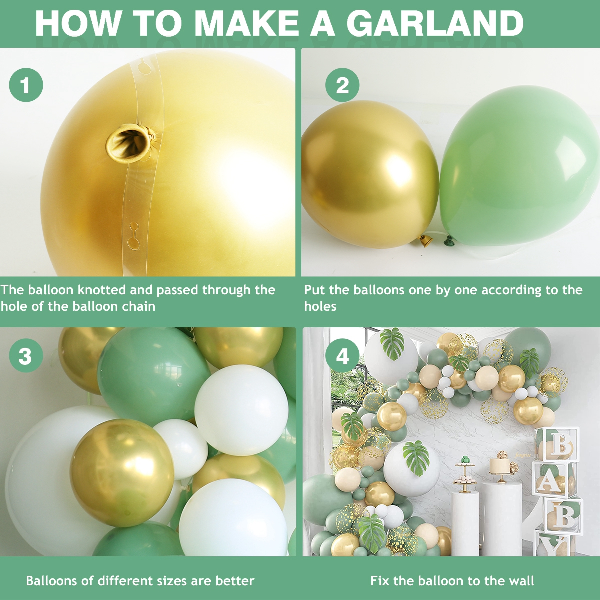 Green Balloon Garland Arch Kit Jungle Safari Party Baloon Birthday Party Decor Kids Baby Shower Wild One Wedding Latex Ballons