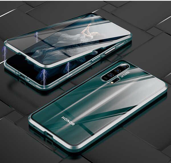 Caso magnético para huawei honor 9x STK-LX1 global 6.59 "capa de telefone de vidro temperado lado duplo em honor9x honor9x premium coque: Honor 9x STK-LX1 / Silver