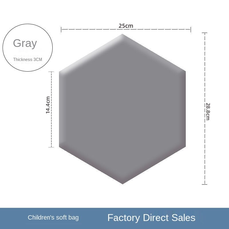 Fabriksforsyning hovedgærde sekskantet hovedgærde blød taske, selvklæbende bord baggrund dekorative maleri: Mørkegrå 1 stk