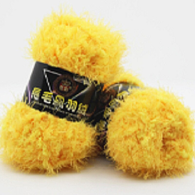 Breien Pluche Garen Langharige Hand-Gebreide Diy Sjaal Trui Imitatie Bont Nertsen Down Medium En Dik Hand-Gebreide Garen: YELLOW