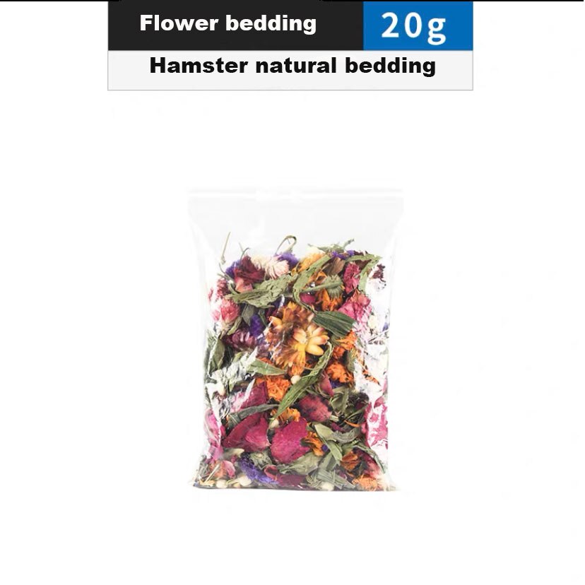 Juguete para mascotas pequeñas, hámster, puente de escalera de madera, loro, Pájaro de pie, conejillo de indias, Chinchilla, ejercicio, juguetes para masticar, decoración de jaula: Flower bedding 20g