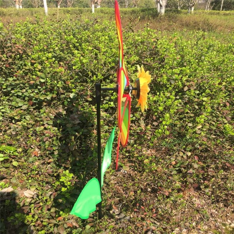 Sunflower Windmill Rainbow Wind Spinner Pinwheel Home Garden Yard Decoration Toy