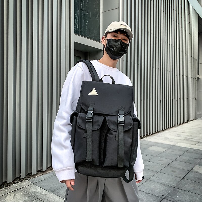 Unisex Oxford Backpack - Fashion Style - Zipper Closure - Interior Compartment - External Frame