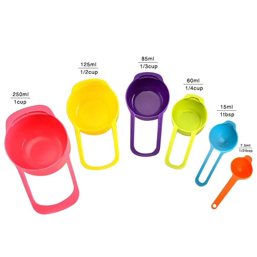 Juego de cucharas de taza medidora anidadas, utensilios de cocina para hornear, coloridos, 6 uds.
