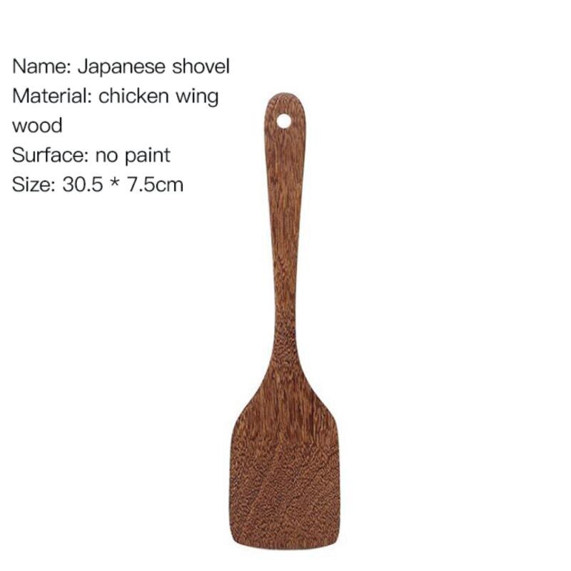 Natuurlijke Houten Servies Lepel Pollepel Turner Lange Rijst Vergiet Soep Skimmer Koken Lepels Scoop Keuken Tool Set: 07
