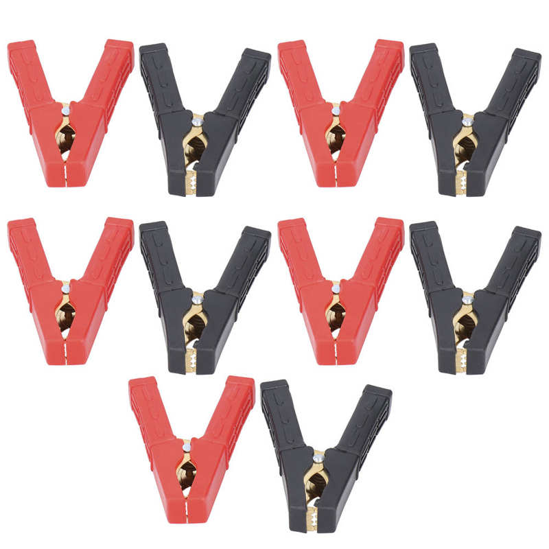 10pcs Battery Cable Clamps 100A Charging Crocodile Clips Pure Copper Vehicle Accessory Wire Cable Clamp Car Tools