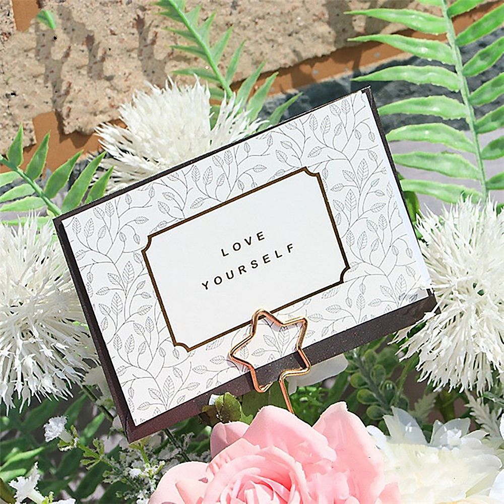 10PCS Golden Flower Bouquet Card Holder Stick Gold Metal Cake Card Flower Bouquet Clips Wedding Party DIY Crafts Accessories